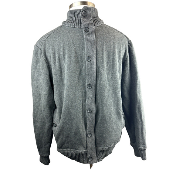 Ted Baker Thick Knit Button Zip Cardigan Sweater Jacket Gray Men 's No Size L ? - Picture 3 of 15